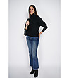 Дамски пуловер в черно с ефектна яка-1 снимка