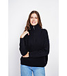 Черен оversize дамски пуловер с цип-2 снимка