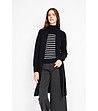 Дълга черна дамска жилетка-3 снимка