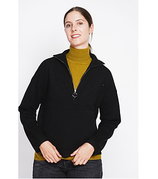 Дамски пуловер в черно снимка