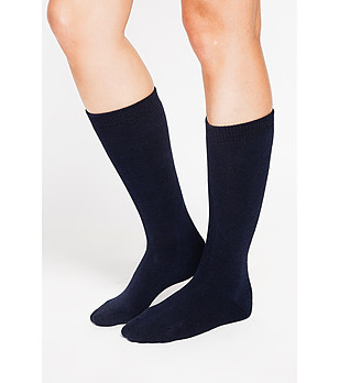 Тъмносини дамски термо чорапи с памук и кашмир снимка