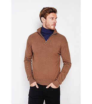 Мъжки пуловер в кафяво с кашмир снимка