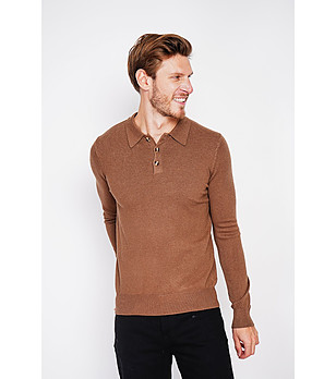 Мъжки пуловер в кафяво с кашмир снимка