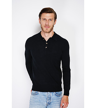 Мъжки пуловер в черно с кашмир снимка