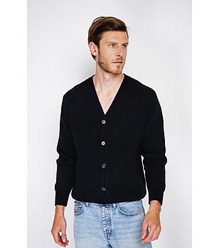 Черна мъжка жилетка с кашмир снимка