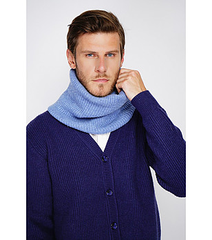 Светлосин мъжки шал с кашмир снимка