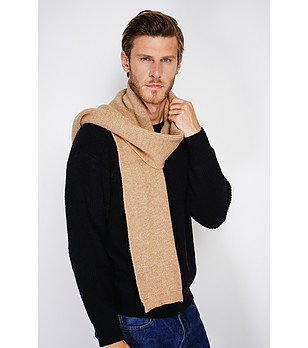 Бежов мъжки шал с кашмир снимка