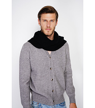 Мъжки шал в черно с кашмир снимка