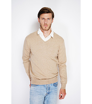 Бежов мъжки пуловер снимка