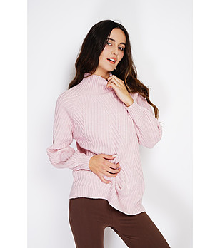 Розов дамски пуловер с кашмир снимка