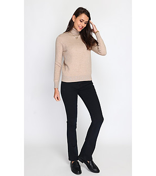 Дамски пуловер  в бежово с кашмир снимка