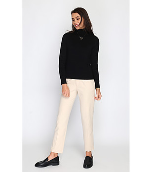 Дамски пуловер в черно с кашмир снимка