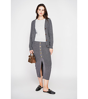 Сива пола с декоративни копчета снимка