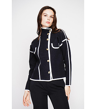 Черно дамско яке с бели кантове снимка