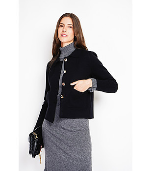 Елегантно черно дамско сако стил жилетка снимка