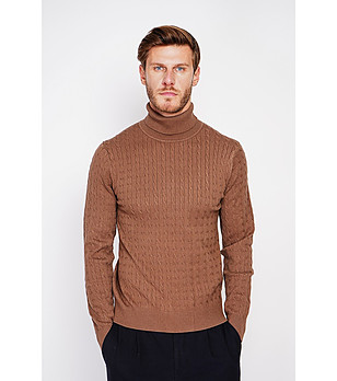 Кафяв мъжки поло пуловер снимка