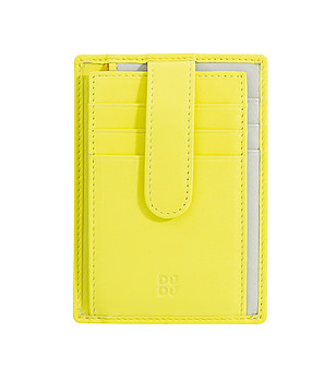 Кожен аксесоар за банкови карти в жълто и сиво Magic снимка