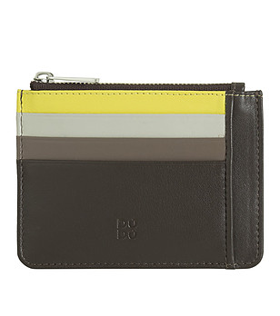 Unisex аксесоар за карти в черно с цветни отделения Davie снимка