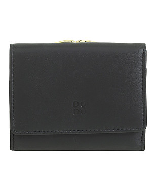 Дамски кожен портфейл в черно с контрастна вътрешна част Corsica снимка