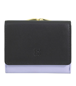 Дамски кожен портфейл в цвят лавандула и черно Corsica снимка