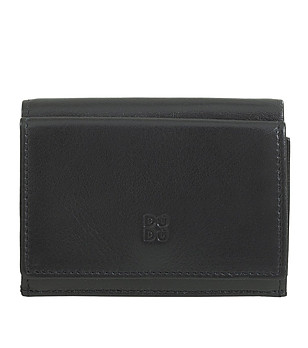 Черен портфейл от естествена кожа с контрастна вътрешна част Honduras снимка