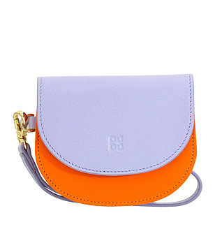 Дамско портмоне в цвят лавандула и оранжево от естествена кожа Madagascar снимка