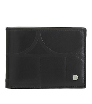 Мъжки кожен портфейл в черно и синьо Caprera с RFID защита снимка