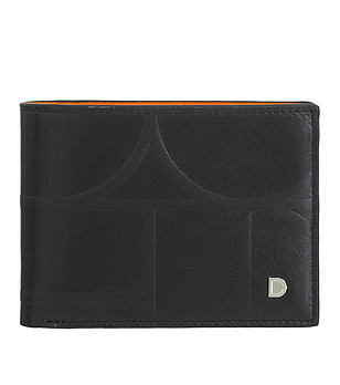 Мъжки кожен портфейл в черно и оранжево Caprera с RFID защита снимка