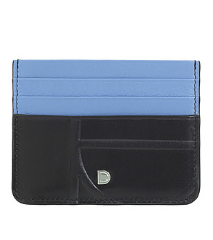 Кожен аксесоар за карти в черно и синьо Svalbard снимка