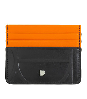 Кожен аксесоар за карти в черно и оранжево Svalbard снимка