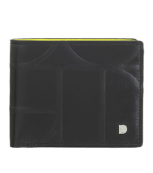 Мъжки кожен портфейл Azzorre в черно и жълто с RFID защита снимка