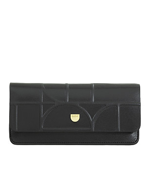 Калъф за очила от естествена кожа в черно с релеф Calais снимка