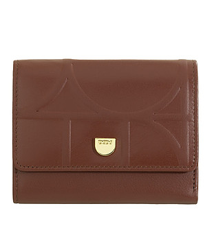 Дамски кожен портфейл в цвят шоколад и лилаво Jerez снимка