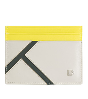 Кожен аксесоар за карти в цвят перла и жълто Svalbard снимка