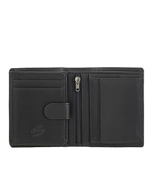 Черен мъжки портфейл от естествена кожа Doug снимка