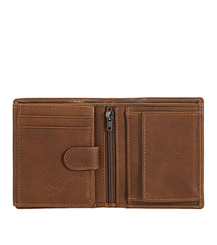 Кафяв мъжки портфейл от естествена кожа Doug снимка