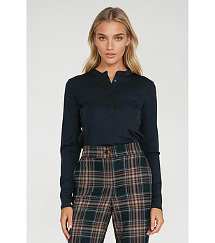 Тъмносиня оversize дамска блуза снимка