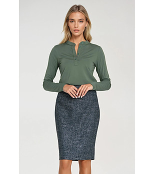 Оversize дамска блуза в зелено снимка