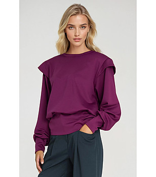 Оversize дамска блуза в лилав нюанс снимка