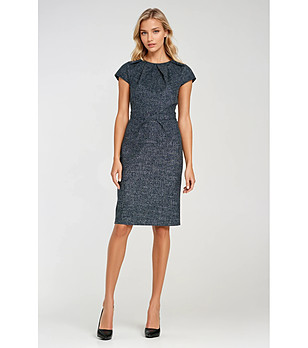 Рокля в тъмносин меланж снимка