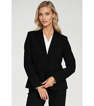 Елегантно черно дамско вталено сако снимка