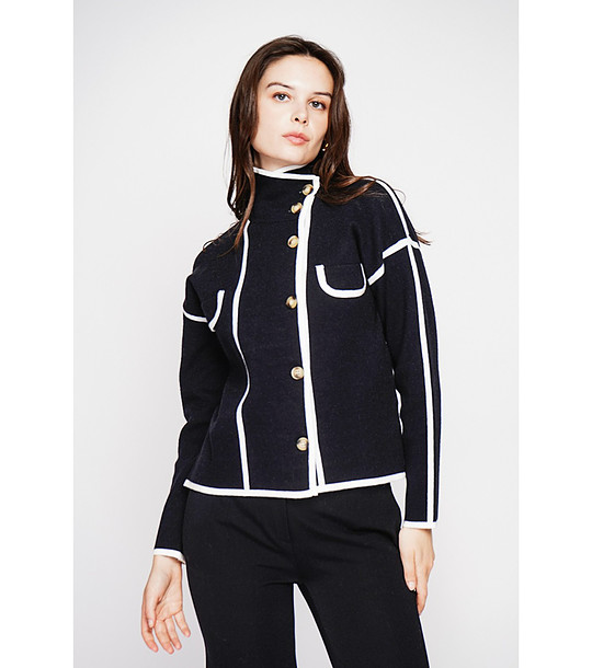 Черно дамско яке с бели кантове снимка