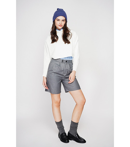 Къс дамски пуловер в цвят крем снимка