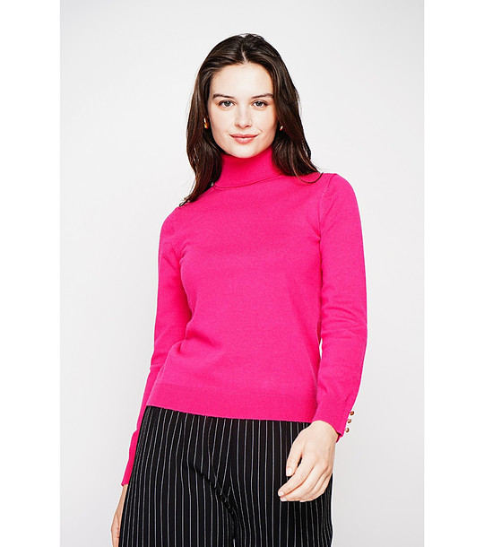 Дамски цикламен поло пуловер снимка