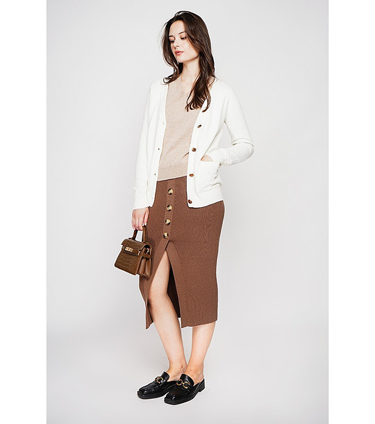 Дамска жилетка в цвят крем снимка