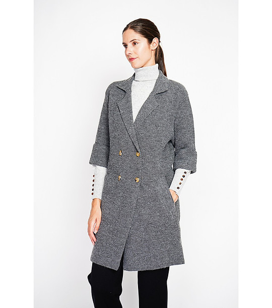 Сиво дамско палто снимка