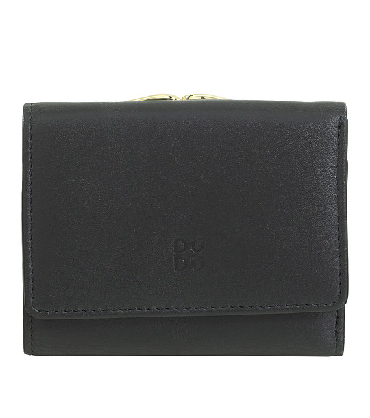 Дамски кожен портфейл в черно с контрастна вътрешна част Corsica снимка