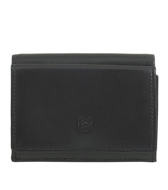 Черен портфейл от естествена кожа с контрастна вътрешна част Honduras снимка