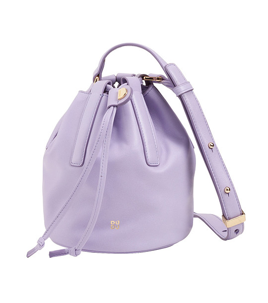 Дамска малка кожена чанта през рамо Filicudi в лилаво с портмоне снимка