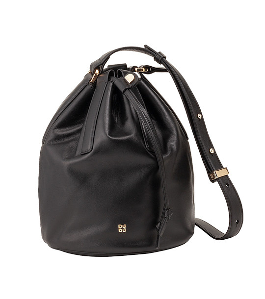 Кожена дамска чанта през рамо в черно Filicudi снимка